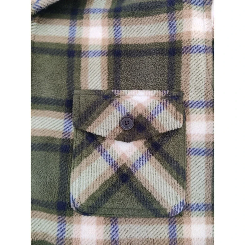 Freedom Foundry Men's L/G Green Plaid‎ Sherpa Lined Fleece Shirt Jacket